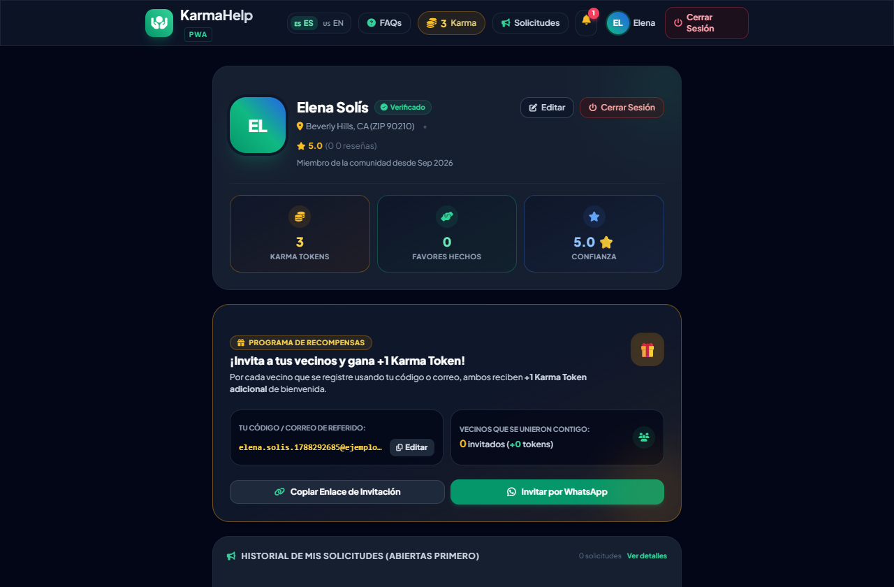 Perfil de Elena con 3 Tokens