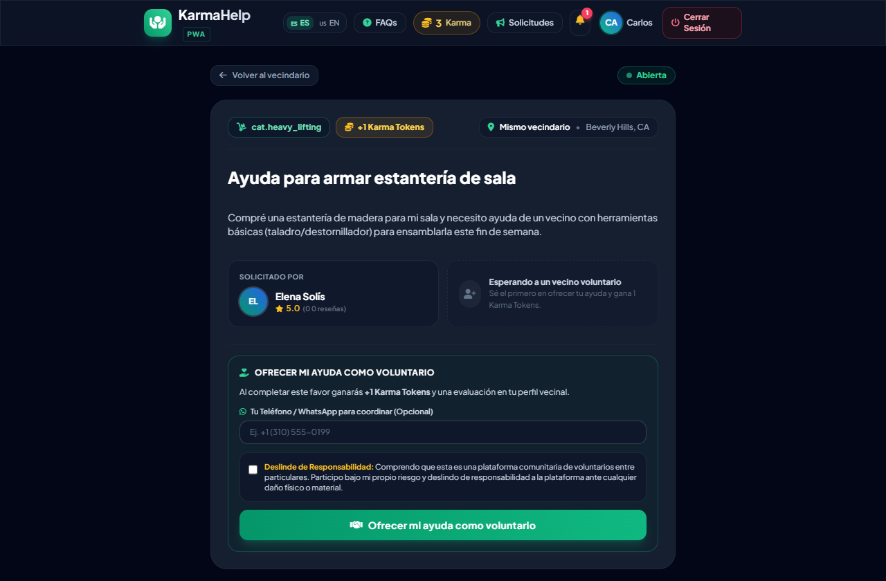 Detalle del favor con formulario de postulación